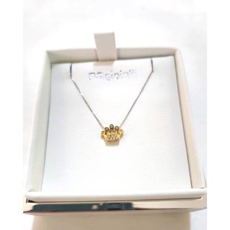 COLLANA Forma CORONA Con DIAMANTI Pg Gioielli Oro Bianco Giallo 18 Karati 750%