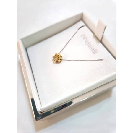 COLLANA Forma CORONA Con DIAMANTI Pg Gioielli Oro Bianco Giallo 18 Karati 750%