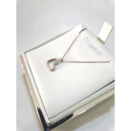 COLLANA Cuore Con DIAMANTI PgGioielli Oro Bianco 18 Karati 750% Catena Veneziana