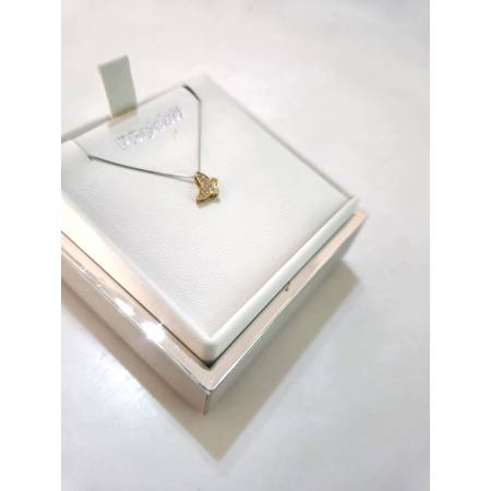 COLLANA Farfalla Con DIAMANTI Pg Gioielli In Oro Bianco E Giallo 18 Karati 750%