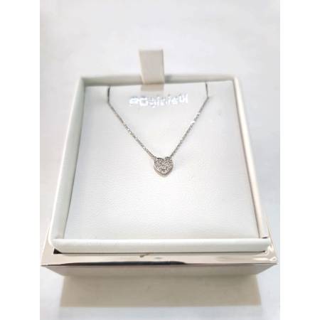 COLLANA Cuore Con DIAMANTI Bianchi PgGioielli In Oro Bianco 18 Karati 750/1000