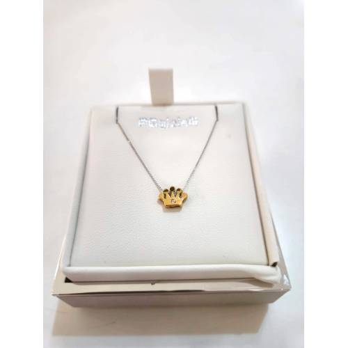 COLLANA Ciondolo CORONA Con DIAMANTE...