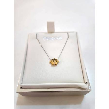 COLLANA Ciondolo CORONA Con DIAMANTE PgGioielli Oro Bianco Giallo 18 Karati 750%