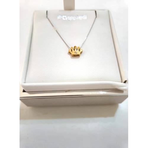 COLLANA Ciondolo CORONA Con DIAMANTE...