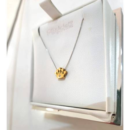 COLLANA Ciondolo CORONA Con DIAMANTE PgGioielli Oro Bianco Giallo 18 Karati 750%