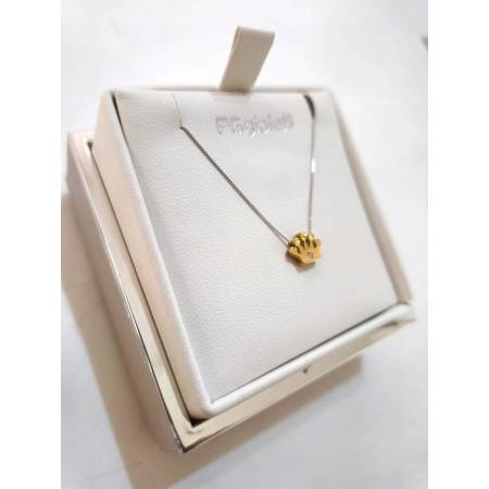 COLLANA Ciondolo CORONA Con DIAMANTE PgGioielli Oro Bianco Giallo 18 Karati 750%