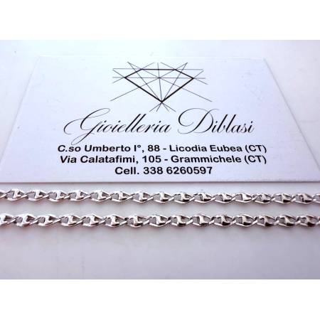 COLLANA Collier Girocollo ORO BIANCO 18 Kt 750% Maglia Modello CATENA Uomo Donna