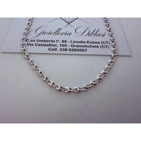 COLLANA Collier Girocollo ORO BIANCO 18 Kt 750% Maglia Modello CATENA Uomo Donna