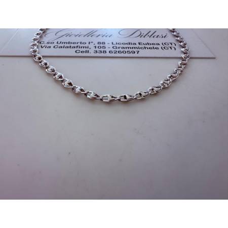 COLLANA Collier Girocollo ORO BIANCO 18 Kt 750% Maglia Modello CATENA Uomo Donna