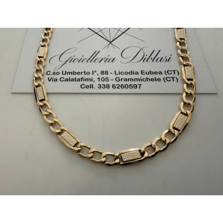 COLLANA ORO 18 KT 750% Giallo Bianco COLLIER Maglia CATENA Girocollo Uomo Donna