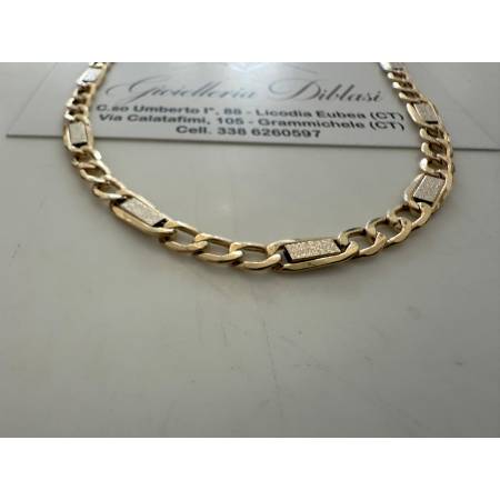 COLLANA ORO 18 KT 750% Giallo Bianco COLLIER Maglia CATENA Girocollo Uomo Donna