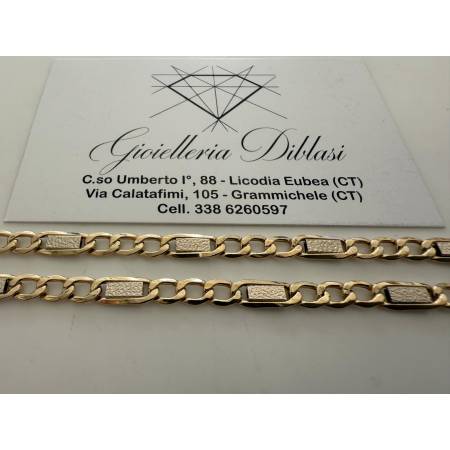 COLLANA ORO 18 KT 750% Giallo Bianco COLLIER Maglia CATENA Girocollo Uomo Donna