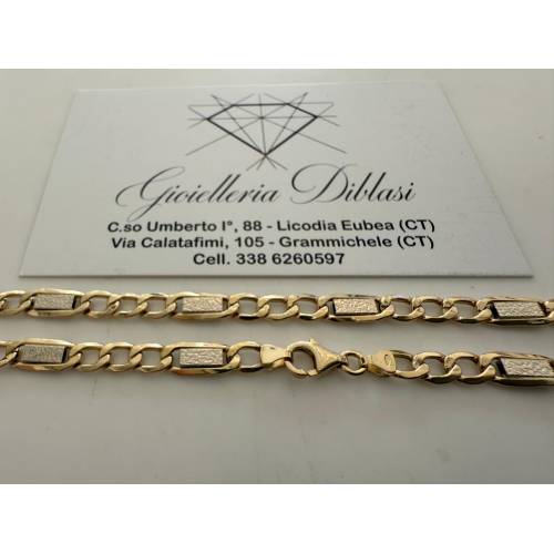 COLLANA ORO 18 KT 750% Giallo Bianco...