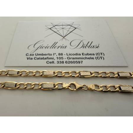 COLLANA ORO 18 KT 750% Giallo Bianco COLLIER Maglia CATENA Girocollo Uomo Donna