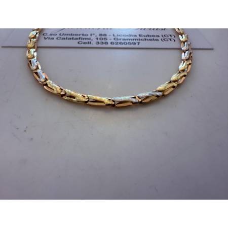 COLLANA Girocollo Collier Uomo Donna ORO Bicolore BIANCO GIALLO 18 KARATI 750%