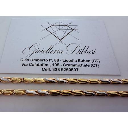 COLLANA Girocollo Collier Uomo Donna ORO Bicolore BIANCO GIALLO 18 KARATI 750%