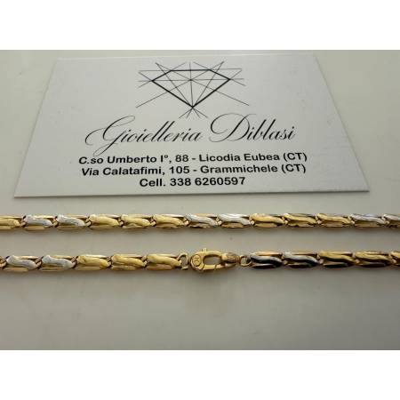 COLLANA Girocollo Collier Uomo Donna ORO Bicolore BIANCO GIALLO 18 KARATI 750%
