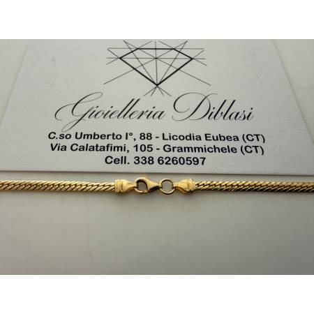 COLLANA ORO GIALLO 18 Karati 750% COLLIER Maglia Catena A SERPENTINA Girocollo