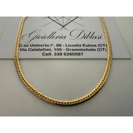 COLLANA ORO GIALLO 18 Karati 750% COLLIER Maglia Catena A SERPENTINA Girocollo