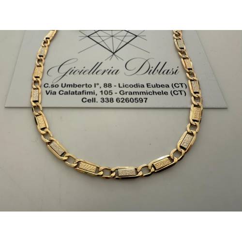 COLLANA ORO 18 KT 750% Giallo Bianco...