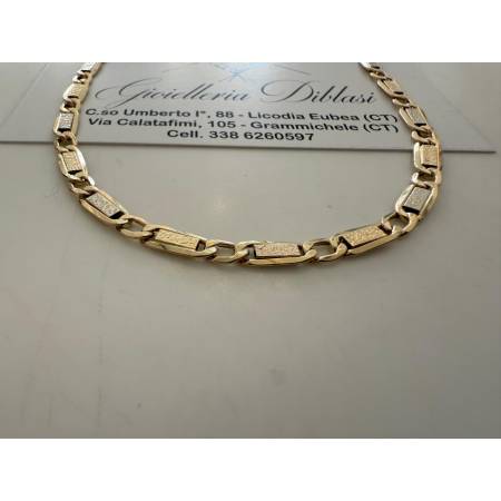 COLLANA ORO 18 KT 750% Giallo Bianco COLLIER Maglia Bicolor Girocollo Uomo Donna