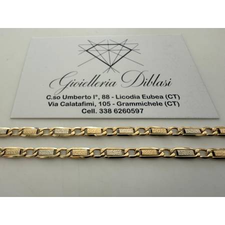 COLLANA ORO 18 KT 750% Giallo Bianco COLLIER Maglia Bicolor Girocollo Uomo Donna