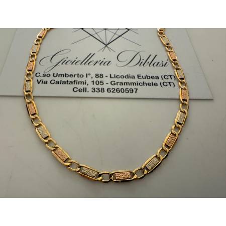 COLLANA ORO GIALLO BIANCO ROSSO 18 Kt 750% Uomo Donna CATENA Girocollo Collier