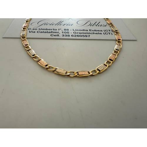 COLLANA ORO GIALLO BIANCO ROSSO 18 Kt...