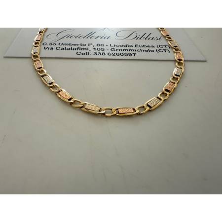 COLLANA ORO GIALLO BIANCO ROSSO 18 Kt 750% Uomo Donna CATENA Girocollo Collier