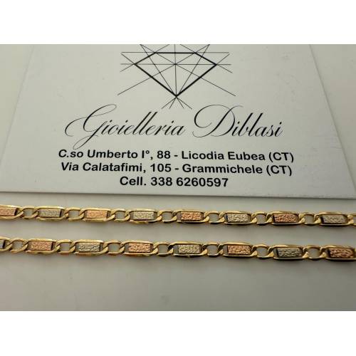 COLLANA ORO GIALLO BIANCO ROSSO 18 Kt...