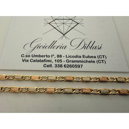 COLLANA ORO GIALLO BIANCO ROSSO 18 Kt 750% Uomo Donna CATENA Girocollo Collier