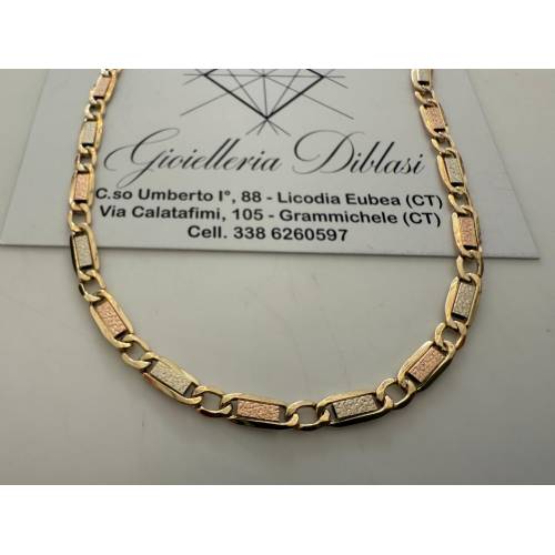 COLLANA ORO GIALLO BIANCO ROSSO 18 Kt...