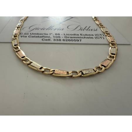 COLLANA ORO GIALLO BIANCO ROSSO 18 Kt 750% Uomo Donna CATENA Girocollo Collier