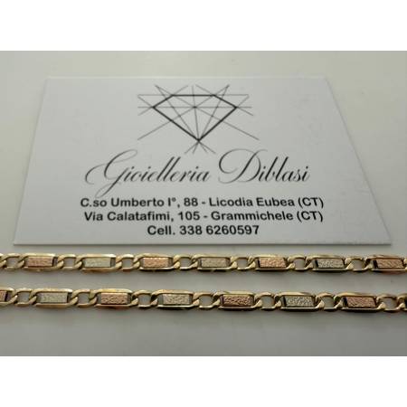 COLLANA ORO GIALLO BIANCO ROSSO 18 Kt 750% Uomo Donna CATENA Girocollo Collier