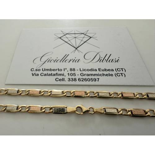 COLLANA ORO GIALLO BIANCO ROSSO 18 Kt...