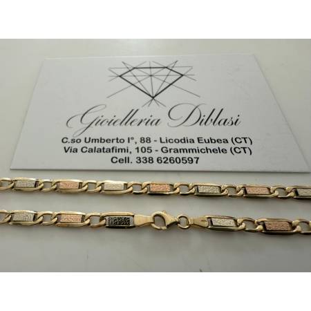 COLLANA ORO GIALLO BIANCO ROSSO 18 Kt 750% Uomo Donna CATENA Girocollo Collier