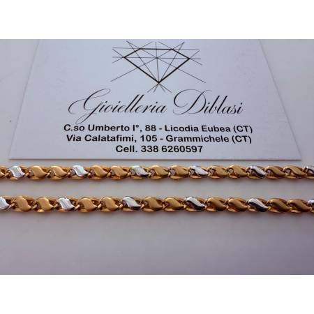 COLLANA Uomo Donna ORO Bicolore 18 Karati 750% GIALLO E BIANCO Collier GIROCOLLO