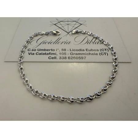 BRACCIALE In ORO BIANCO 18 KARATI Uomo Donna Unisex Oro 750%/1000 Maglia Catena