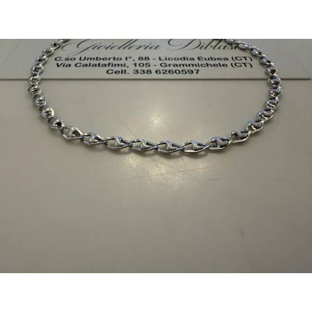 BRACCIALE In ORO BIANCO 18 KARATI Uomo Donna Unisex Oro 750%/1000 Maglia Catena