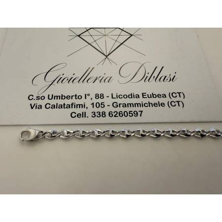 BRACCIALE In ORO BIANCO 18 KARATI Uomo Donna Unisex Oro 750%/1000 Maglia Catena