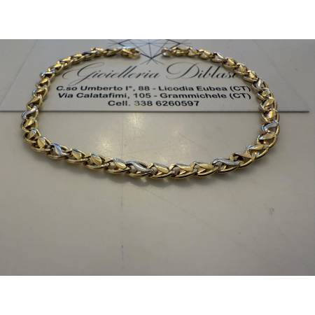 BRACCIALE Uomo Donna Unisex In Oro 18 Karati 750/1000 GIALLO E BIANCO Bicolore