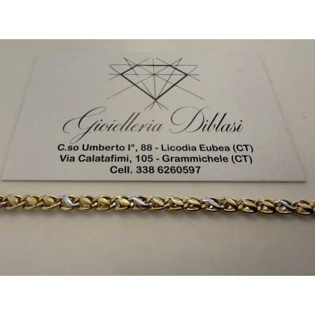 BRACCIALE Uomo Donna Unisex In Oro 18 Karati 750/1000 GIALLO E BIANCO Bicolore