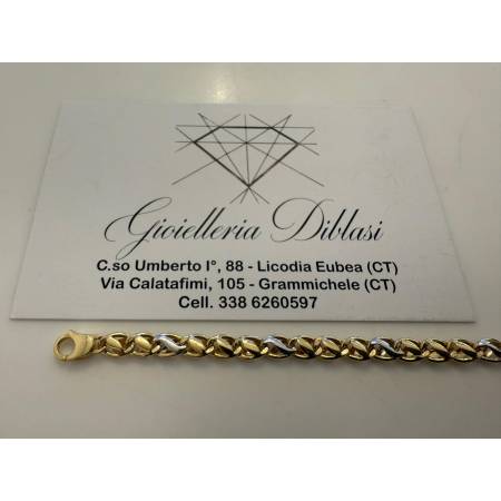 BRACCIALE Uomo Donna Unisex In Oro 18 Karati 750/1000 GIALLO E BIANCO Bicolore