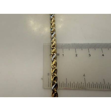 BRACCIALE Uomo Donna Unisex In Oro 18 Karati 750/1000 GIALLO E BIANCO Bicolore