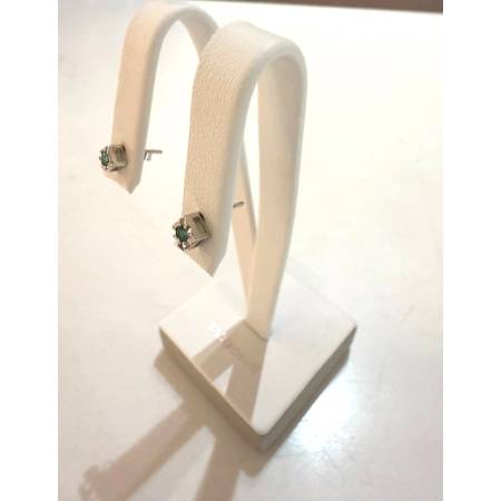 ORECCHINI Squadrati Donna PG GIOIELLI SMERALDO Tondo Oro Bianco 18 Karati 750%