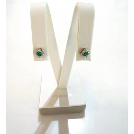 ORECCHINI Squadrati Donna PG GIOIELLI SMERALDO Tondo Oro Bianco 18 Karati 750%