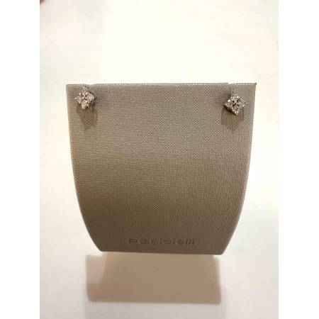 ORECCHINI PG GIOIELLI DIAMANTI Punto Luce Forma A Fiore In ORO BIANCO 18 KT 750%