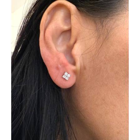 ORECCHINI PG GIOIELLI DIAMANTI Punto Luce Forma A Fiore In ORO BIANCO 18 KT 750%