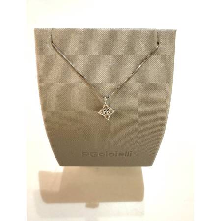 COLLANA PUNTO LUCE DIAMANTI Forma A FIORE Oro Bianco 18 Karati 750% PG GIOIELLI