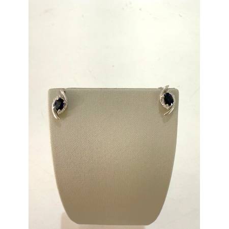 ORECCHINI PG GIOIELLI ZAFFIRO Forma OVALE Con DIAMANTI Oro Bianco 18 Karati 750%